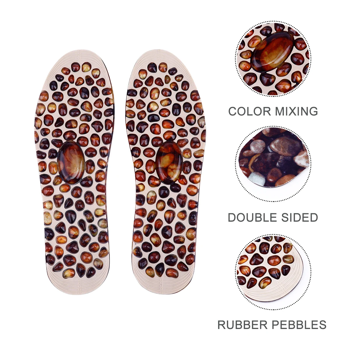 

Rubber Pebbles Foot Massage Insoles Brown Lightweight Sole Massager Pain Relief Relaxing Shoes Insoles Foot Pad Cushion Care