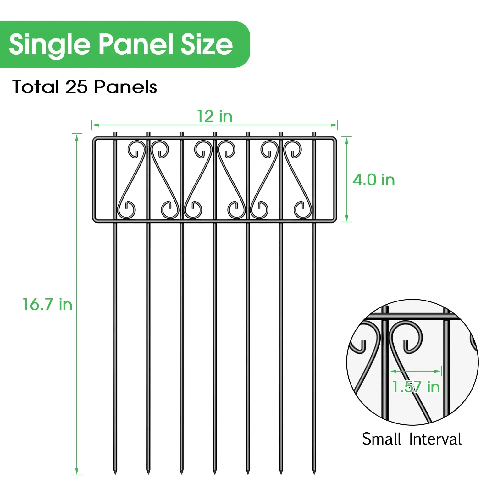 25 Pcs Animal Barrier Fence,Metal Wire Panel Border Decorative Garden Fence,Dog Rabbits Ground Stakes Bottom Fence for Outdoor