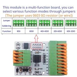 8CH 다목적 RS485 Modbus RTu 디지털 IO 모듈, 용수철 터미널 블록, 마스터-슬레이브 디지털 수집 제어, R4SLS08, 141R