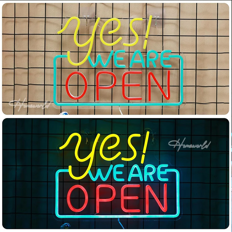 We Are Open Neon Sign Adjustable Brightness LED Neon Signs Custom Text Logo USB plug Decor Shop Bar Salon Cafes Restaurant Pubs