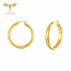 Gold Color Stainless Steel Hoop Earrings For Women Big Circle Wide Round Geometric Ear Piercing Rings Sexy Jewelry Accessories