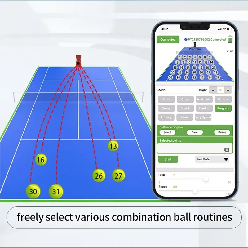 Novatech Global PT 9001 Portable Intelligent Tennis Ball Feeder with Multiple Shot Modes for Professional Indoor and Outdoor
