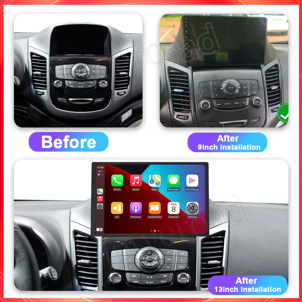 13.3inch 8CORE 8G+256G Car Radio For Chevrolet Orlando 2010 -2018 Android All in One Automotive Multimedia Player BT GPS Carplay