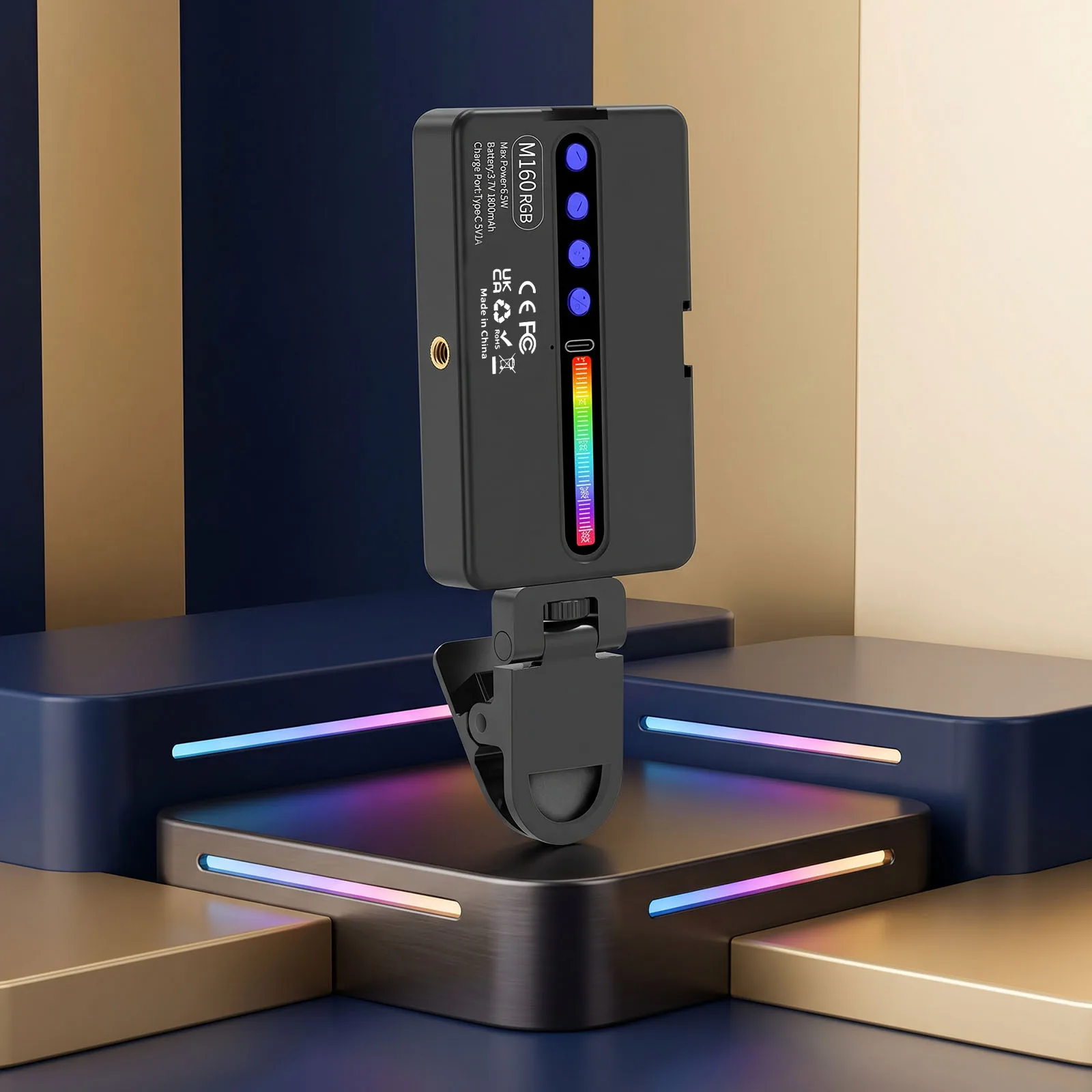 6.5W Pocket Video Conference Lighting 2700K-6500K RGB LED Video Light 1800mah Type-C Charging for Vlogging Photography