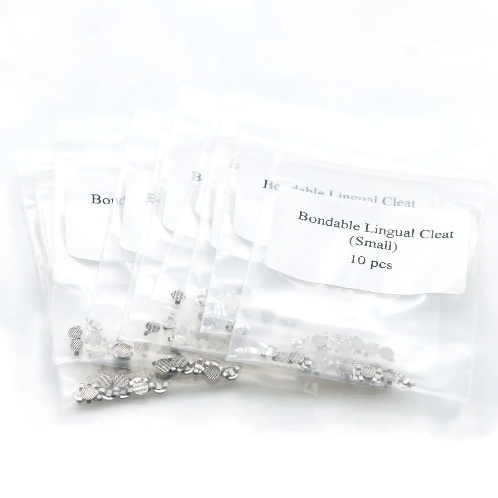 100 Pcs Dental Orthodontic Bondable Lingual Cleat Buttons Double Wing Round Mesh