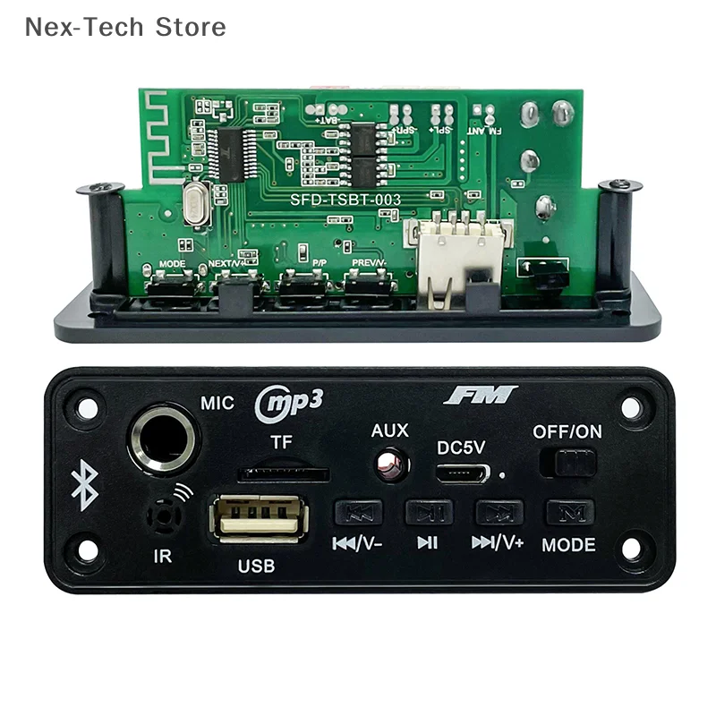 10W 6W Bluetooth Amplifier MP3 Decoder Board Microphone Car Mp3 Player Recharge FM Radio Module Microphone TF USB Amplificador