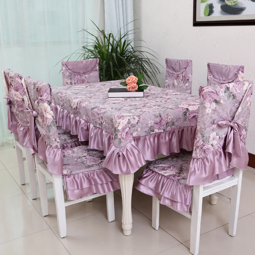 New Floral Tablecloth Pastoral Dinner Tablecloth Fresh Style Table Cover Decoration Rectangular Cotton Line Table Cloth JK