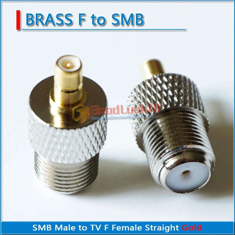 F к SMB разъем, SMB штекер к TV F гнездо, F - SMB позолоченные латунные прямоугольные ТВ коаксиальные RF адаптеры