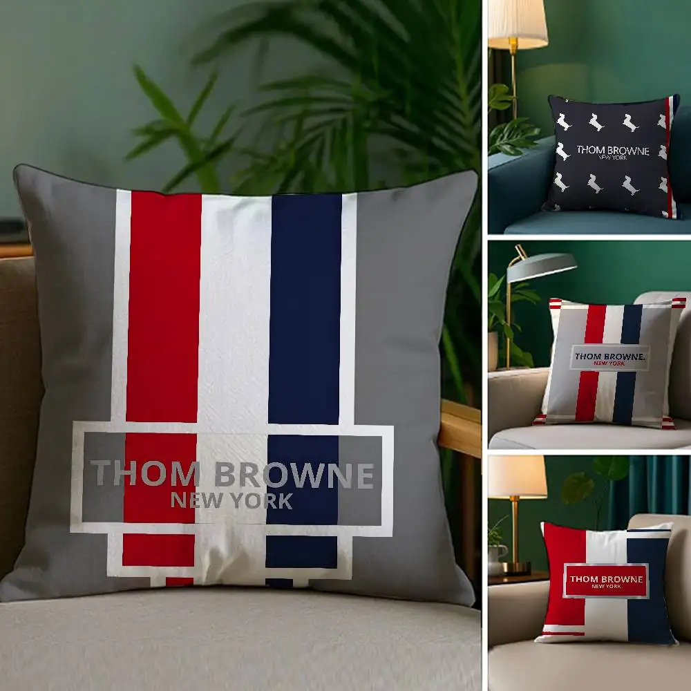 Luxury T_Thom B-Browne Pillow Case Plush Fabric Soft Double Sided Print Sofa Cushion Cover Throw Pillow Covers