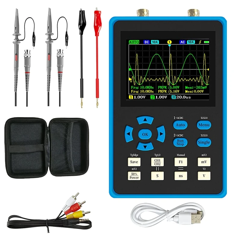 DSO2512G Oscilloscope - 2-In-1 Digital Oscilloscope & DDS Signal Generator, 120Mhz Bandwidth 500Msa/S Sampling Rate