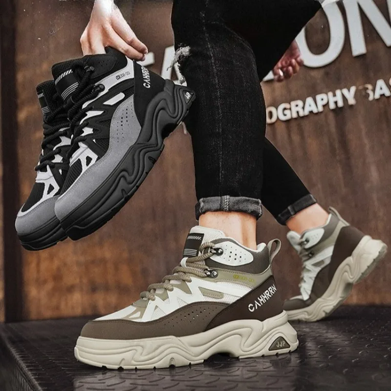 2025 Autumn New High Top Fashion Versatile Thick Soled Casual Shoes for Man Mesh Breathable Comfortable Niche Chunky Short Boots - view 2