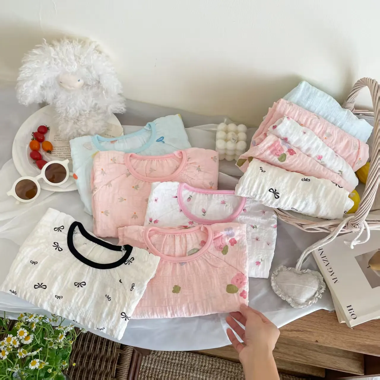 Frühling Atmungsaktive Kinder Nachtwäsche Sets 0-7Y Kinder Mädchen Gedruckt Homewear Pyjama Sets Sommer Gaze Stoff Weiche Täglichen Loungewear – Detail 15