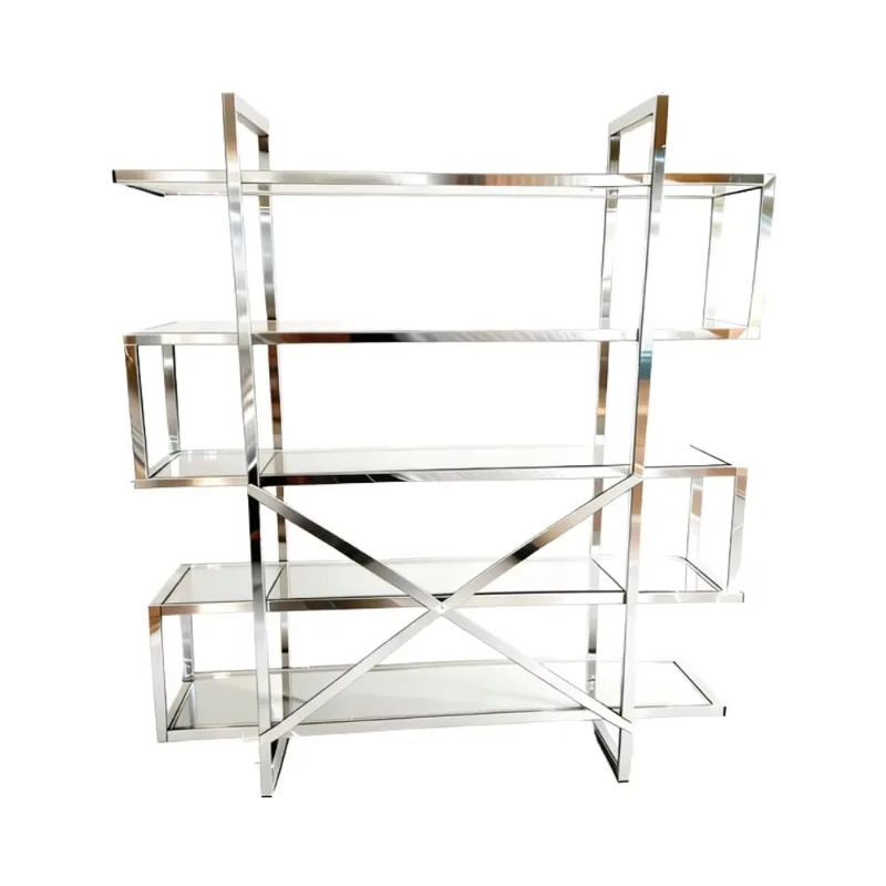 #Modern Stainless Steel 5-Tier Adjustable Bookshelf For Home Office & Living Room With Display Features