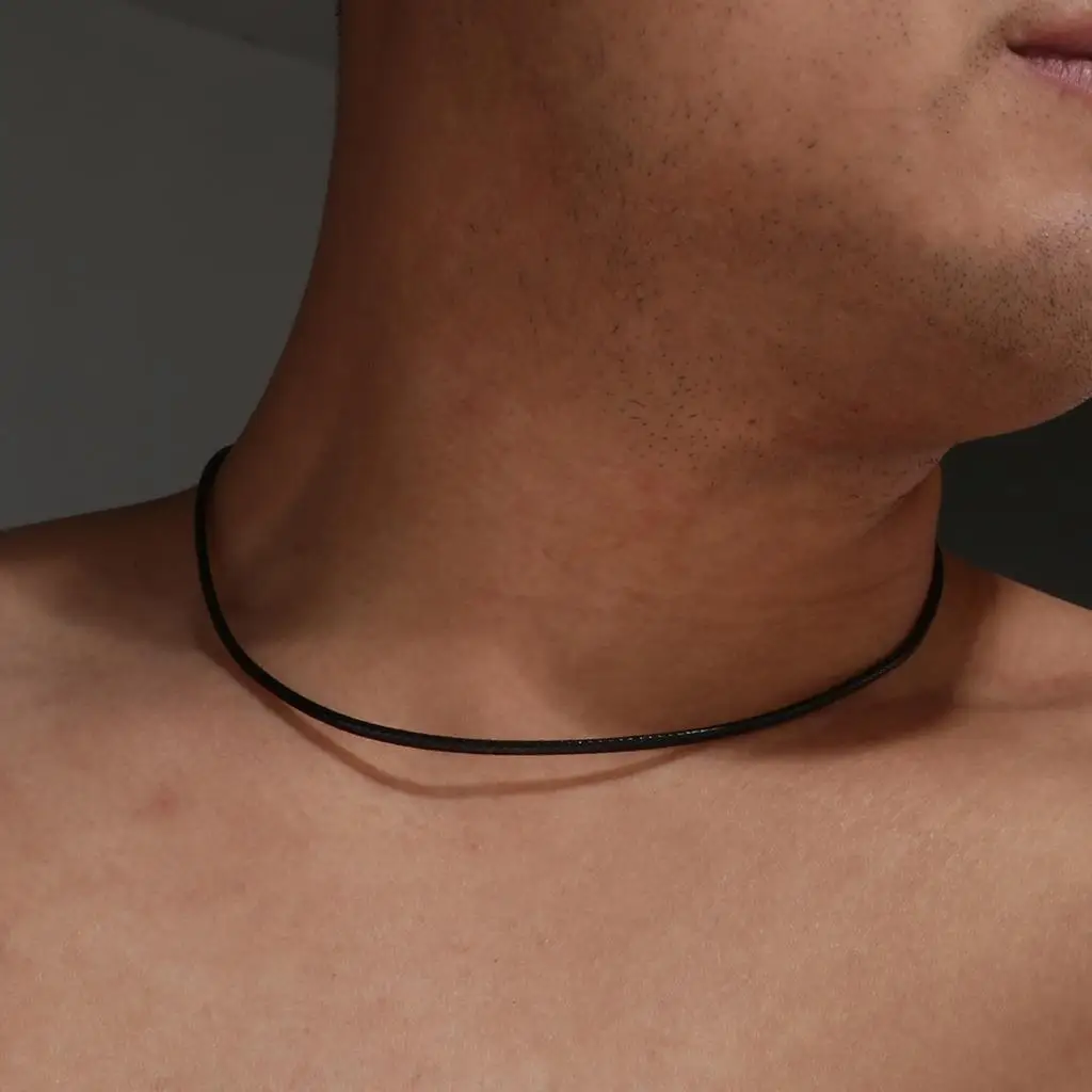 Necklace Rope Cord Black Waxed String Stainless Steel Extension Chain for Women Men Pendant Jewelry
