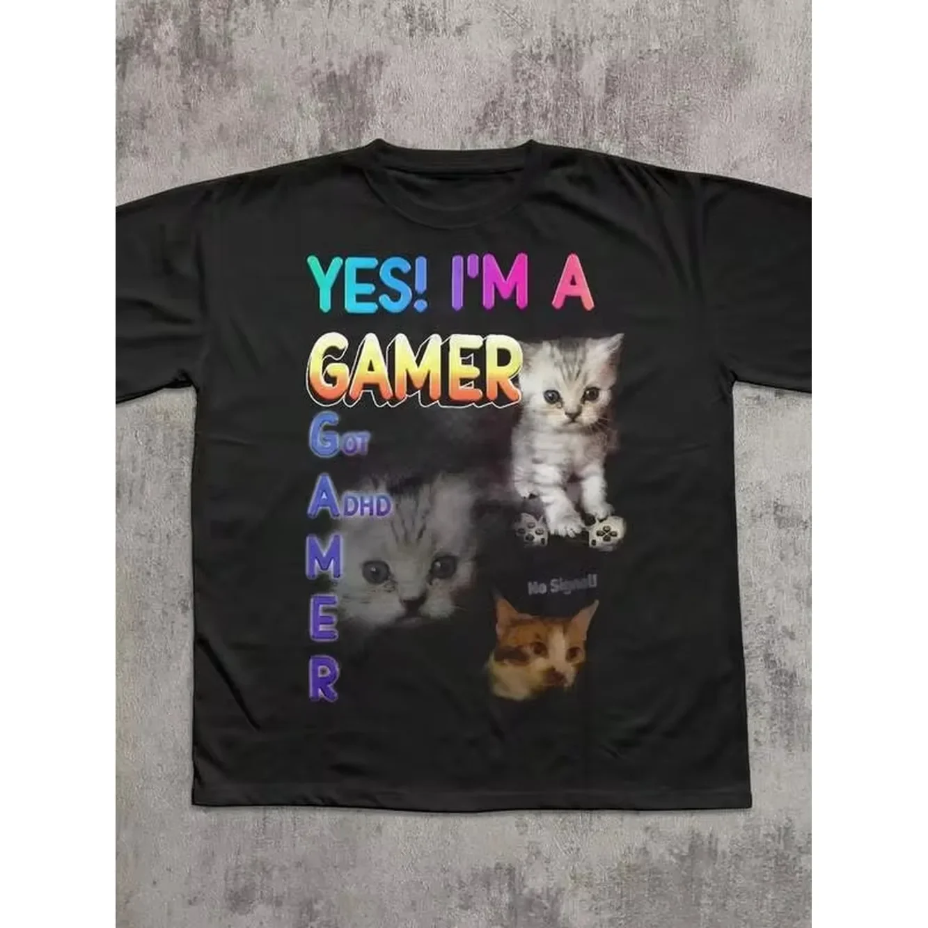 YES Im A Gamer Funny Cat Meme T-Shirt Gift For Woman And Man, Silly Gamer Gifts, Stupid Joke T-Shirt, Brainrot Tees, ADHD Tshirt, Ugly Shirt,Romwe Men