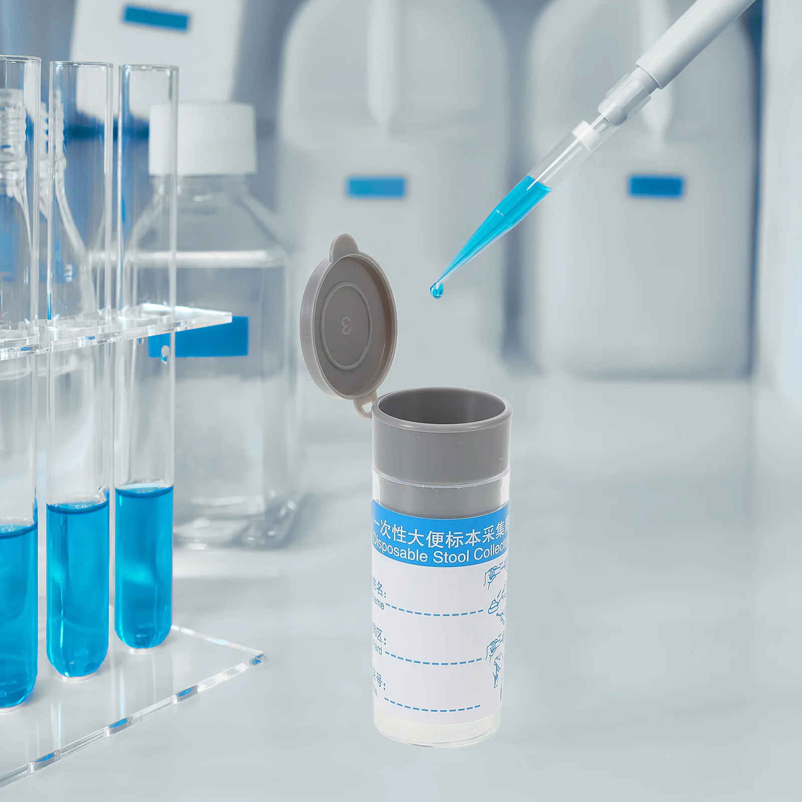 

10pcs Stool PP Sampling Containers Spoon for Testing Specimen Cups Lids Plastic Testing Cups Stool Sample Collection