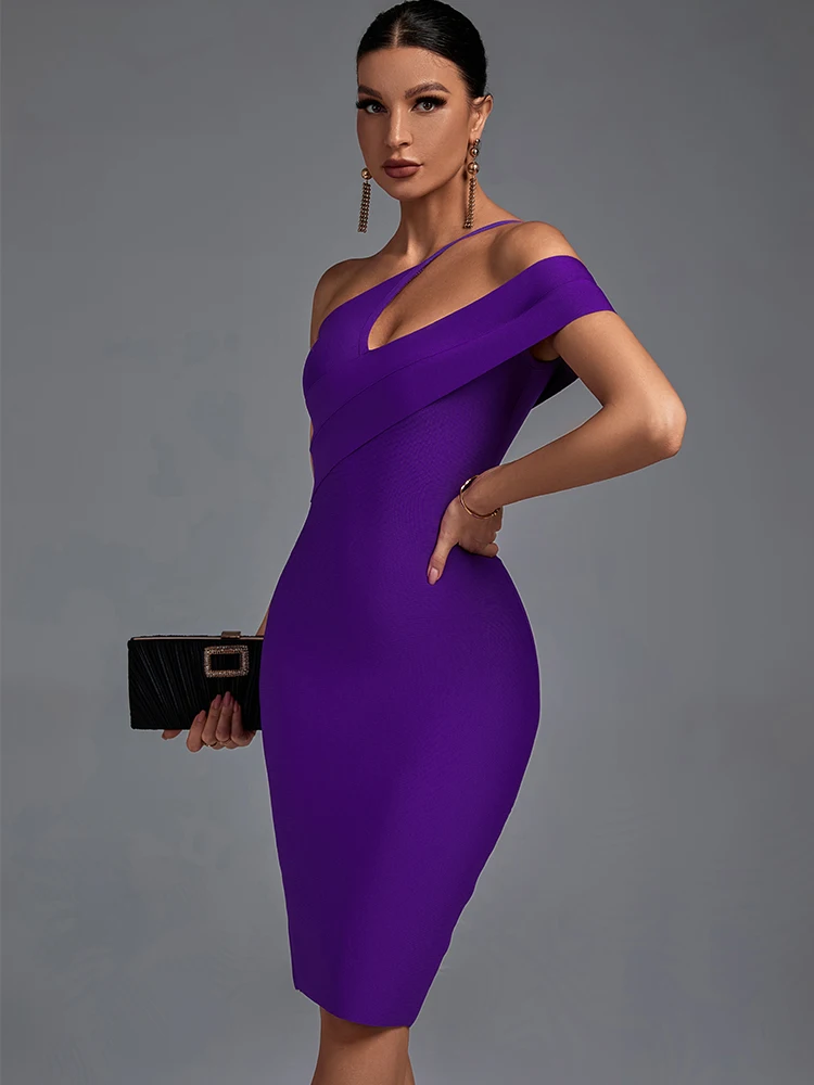 

Bandage Dress 2022 Women Purple Bandage Dress Bodycon Elegant Sexy Cut Out Evening Party Dress Summer Brithday Club Outfits