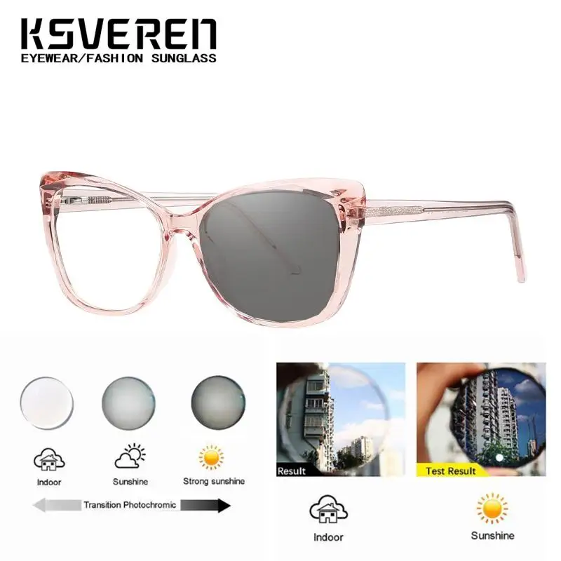 KSVEREN Retro Photochromic Reading Glasses Ultralight Optical Eyewear Prescription Glasses Fashion Presbyopic Glasses Frame