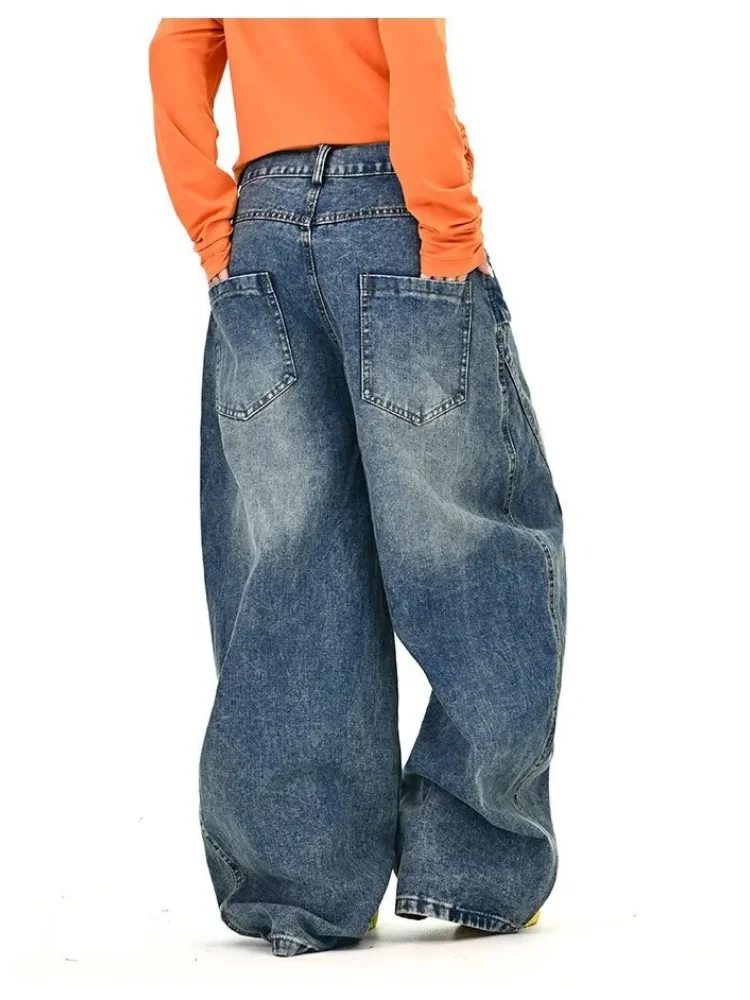 2025 American Retro Y2K Style Leopard Patchwork Baggy Cargo Women' s Jeans Pants Wide Leg Gothic Woman Clothing Denim Trousers