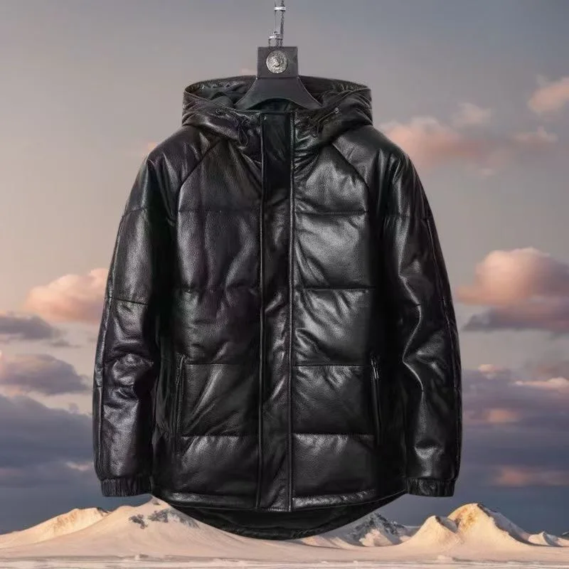 

Новая мужская куртка из искусственной кожи 2026 года, повседневная, с капюшоном, черная, модная, универсальная верхняя одежда, теплая утолщенная зимняя куртка для молодежи