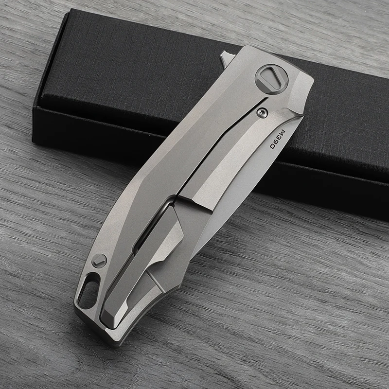 M390 شفرة فولاذية مقبض سبائك التيتانيوم سكين للفرد في الهواء الطلق الدفاع عن النفس الصيد التخييم المشي لمسافات طويلة سكينة أدوات محمولة