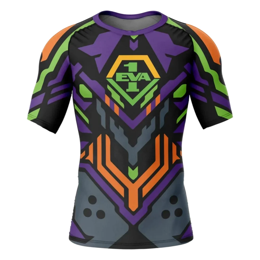 Camiseta Deportiva de Manga Corta Bandai The Evangelion Unit-01 Eva, Camiseta de Compresión para Adultos y Niños, Secado Rápido, Suave y Ligera para Verano