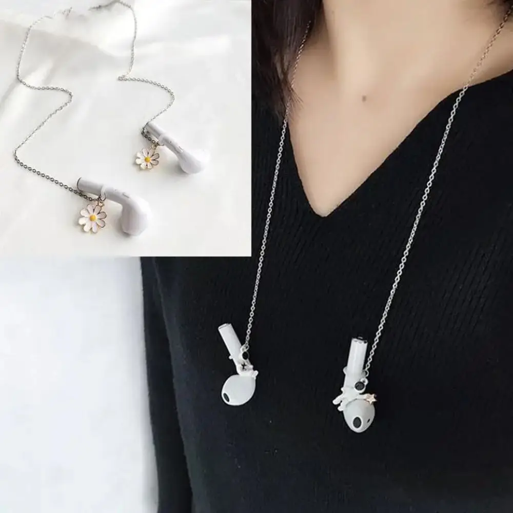 

Anti-Lost Chain Daisies Astronaut Headphone Chains Strap Women Wireless Earphones Retention Necklace for Earphone Small Gifts