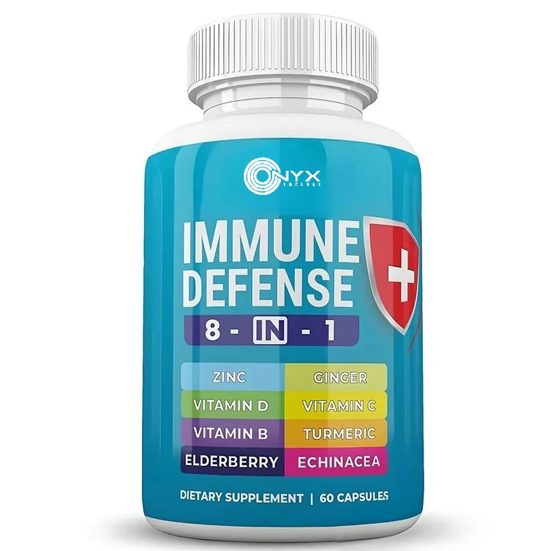 

Immune support 8-in-1 capsule - Zinc, Vitamin D3 5000 IU, Vitamin C elderberry - containing echinacea, ginger root, and turmeric
