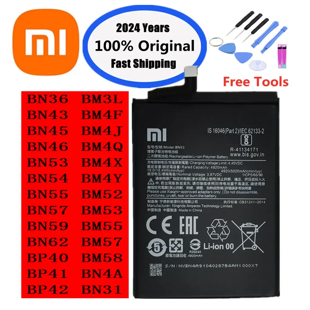 Batteria originale Mi per Xiaomi Redmi Note 9 9T 10 10T 10S 10X 11 Ultra 11T K40 K30 K20 8 8T 7 5A Mix 4 4X POCO X3 F3 F2 Pro Lite