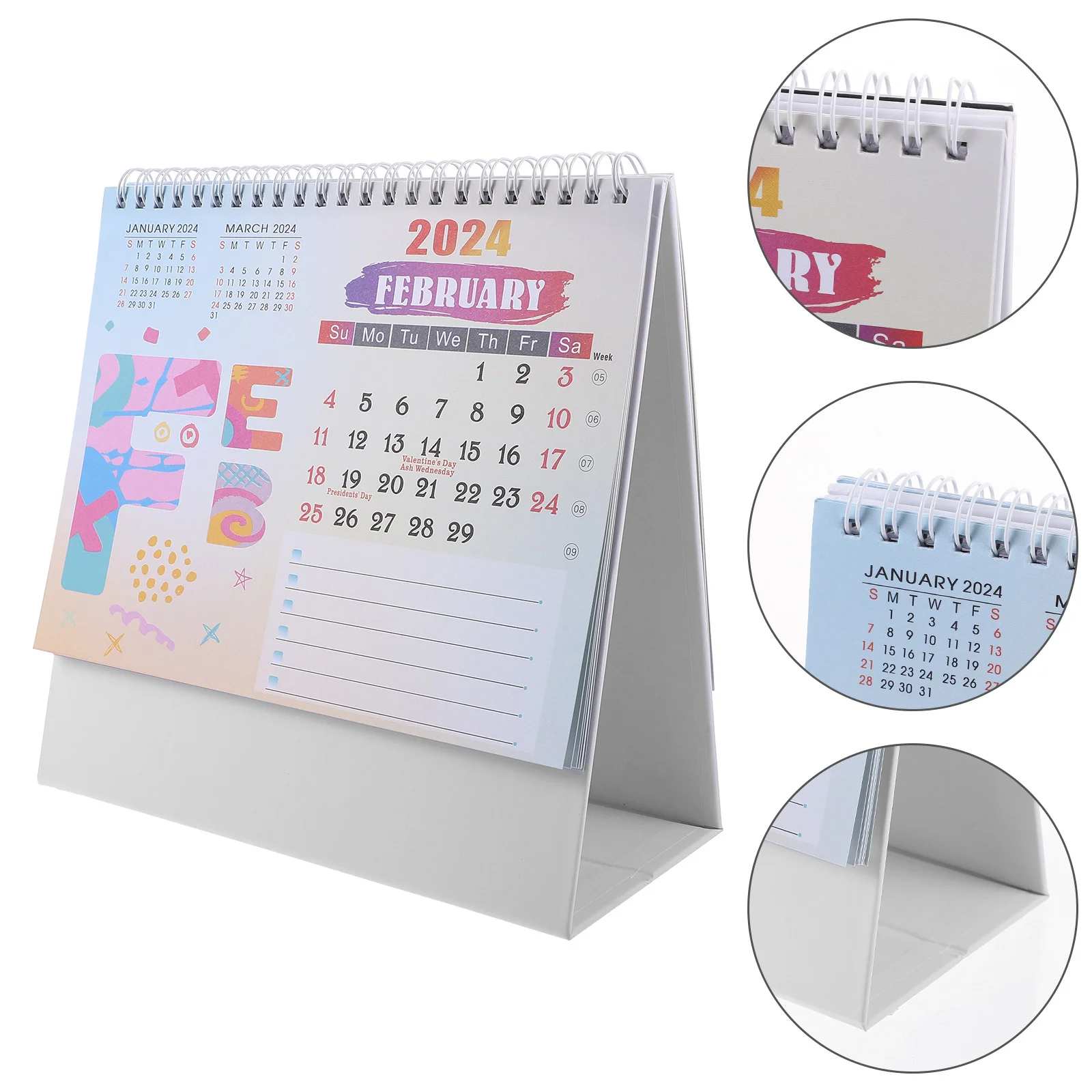 

2024 Desktop Monthly Standing Calendar Office Supplies Household Planner Thick Paper Simple Chic Design Tabletop Calendar For