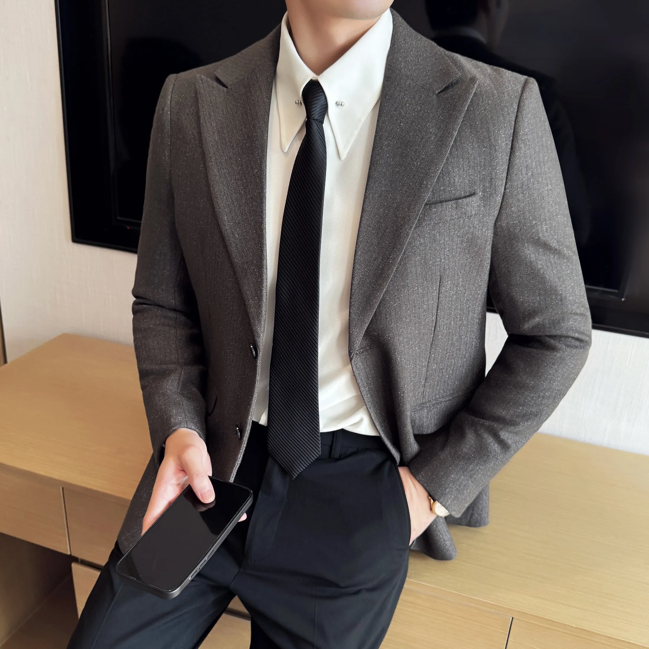 

Blazer Hombre High Quality Korean Luxury Clothing Blazers for Man Business Formal Wear Slim Fit Jackets and Coats Men Plus Size