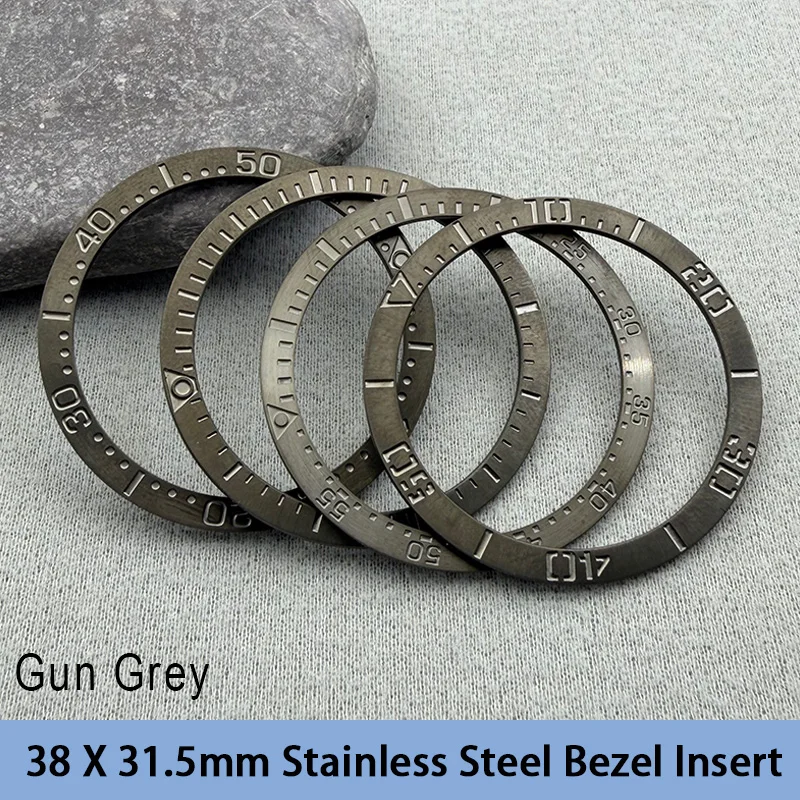 Pistolet gris Mod plat en acier inoxydable, anneau d'insertion de lunette, taille 38x31.5mm, adapté à SKX007 SKX009 SRPD Abalone thon, boîtier de montre, pièces de réparation