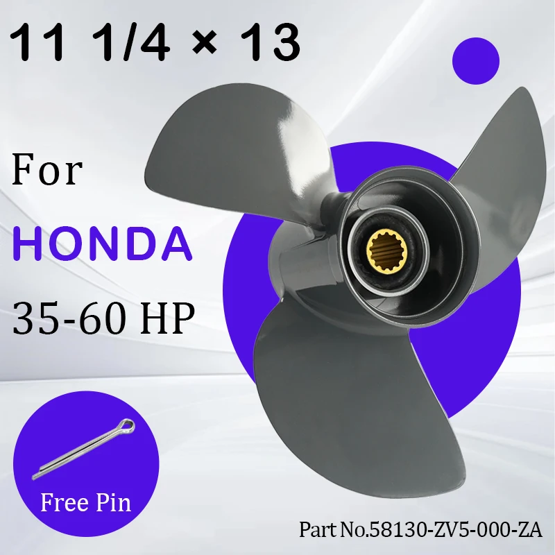 

For HONDA Outboard Propeller 11 1/4*13 Boat Aluminum Alloy Screw 3 Blade 13 Spline 35 40 45 50 55 60hp 58130-ZV5-000 Ship Motor