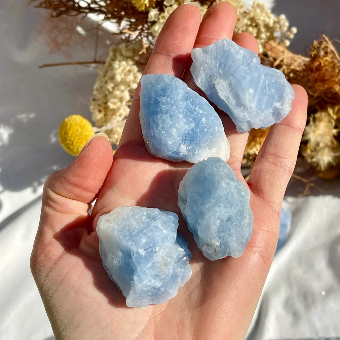 40g/120g/240g Natural Blue Calcite Raw Stone, Diffuser Stone, Irregular Shape Mineral Specimen, Fish Tank Home Decoration Gift