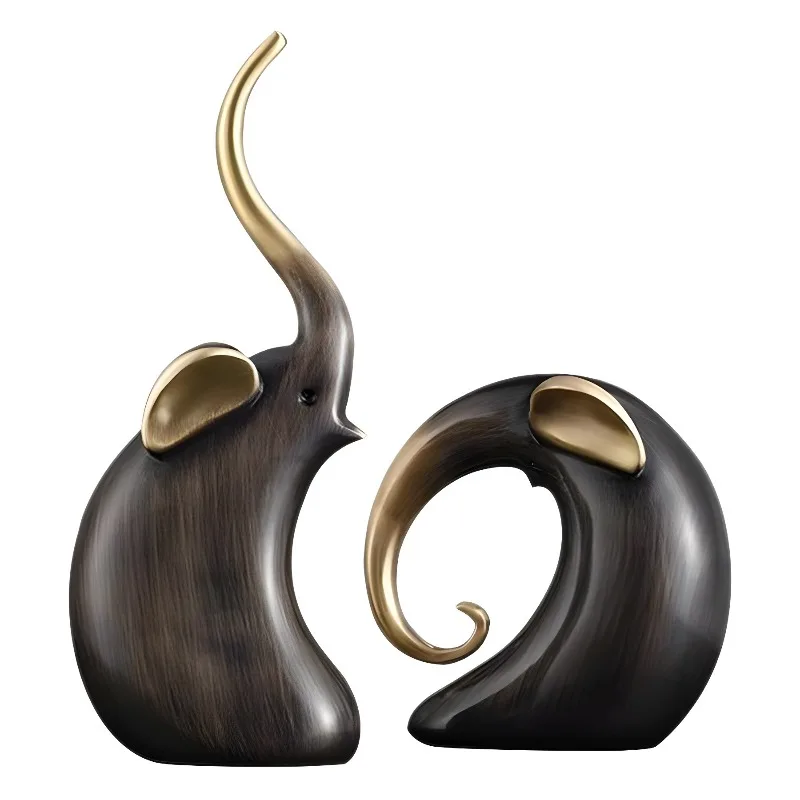 all copper rich auspicious elephant ornament pair home decoration entrance wine cabinet living room housewarming gift desktop