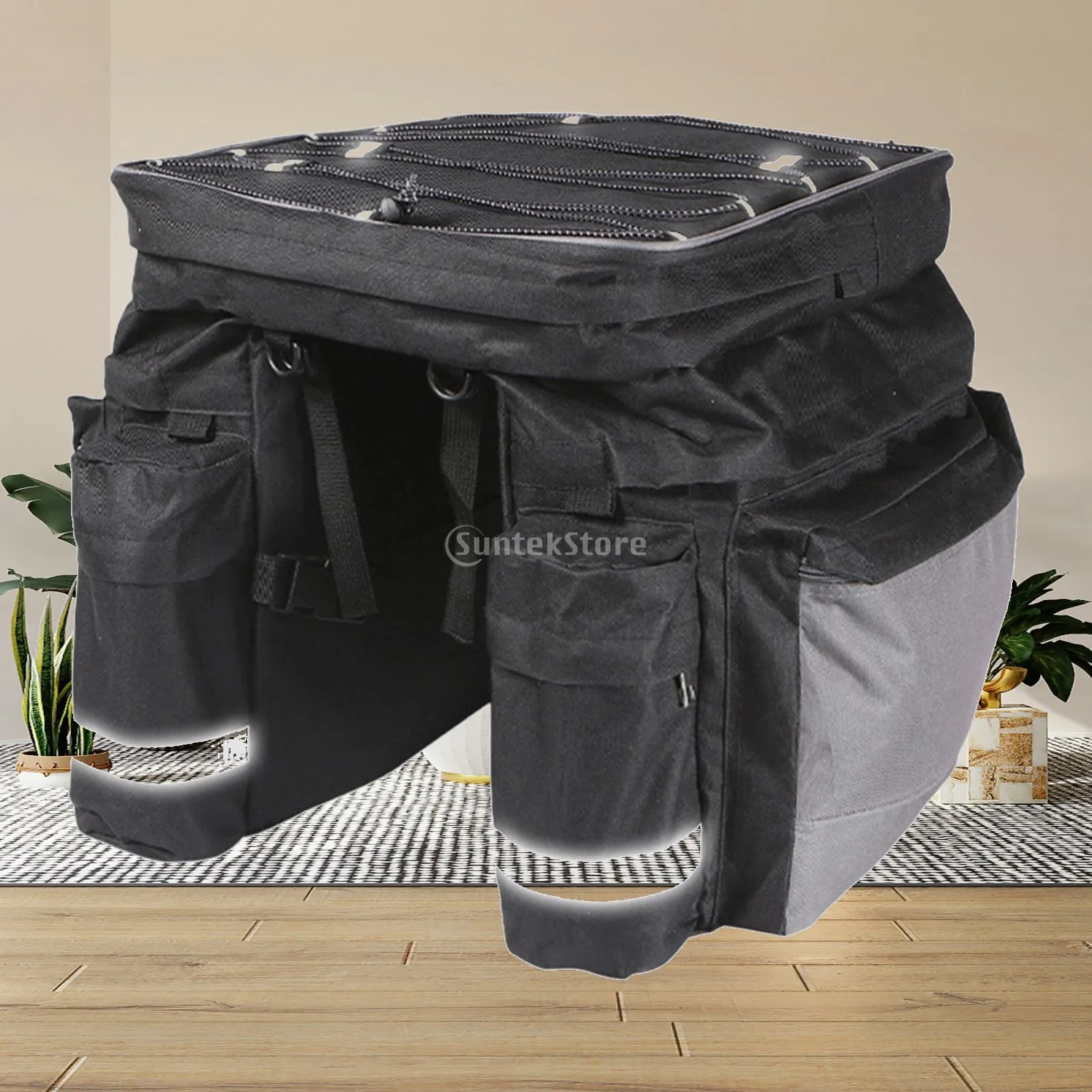 

Bike Saddle Bag Rear Cargo Pannier Large Capacity Polyester Reflective Accessory for Long Distance Cycling Trips
