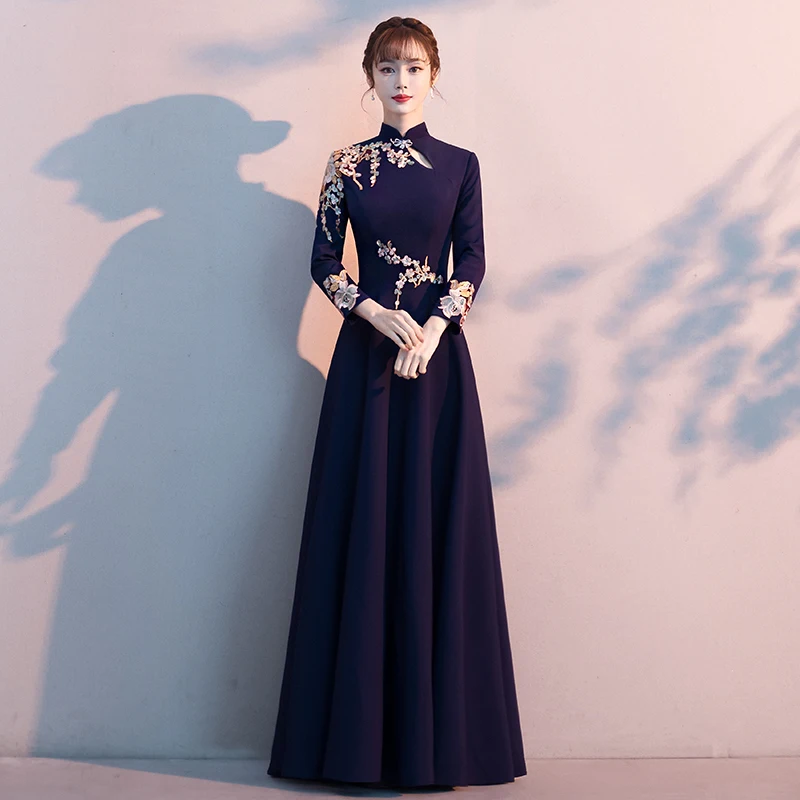 

Ele Chinese Evening Gown Women's Ball High Faion Luxury Unique High-End Host ow Sle Evening Dr Skirt