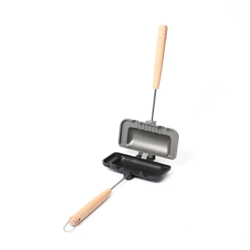 

Double-sided sandwich baking pan camping frying pan cheese sandwich machine translation cover camping baking tool sandwich