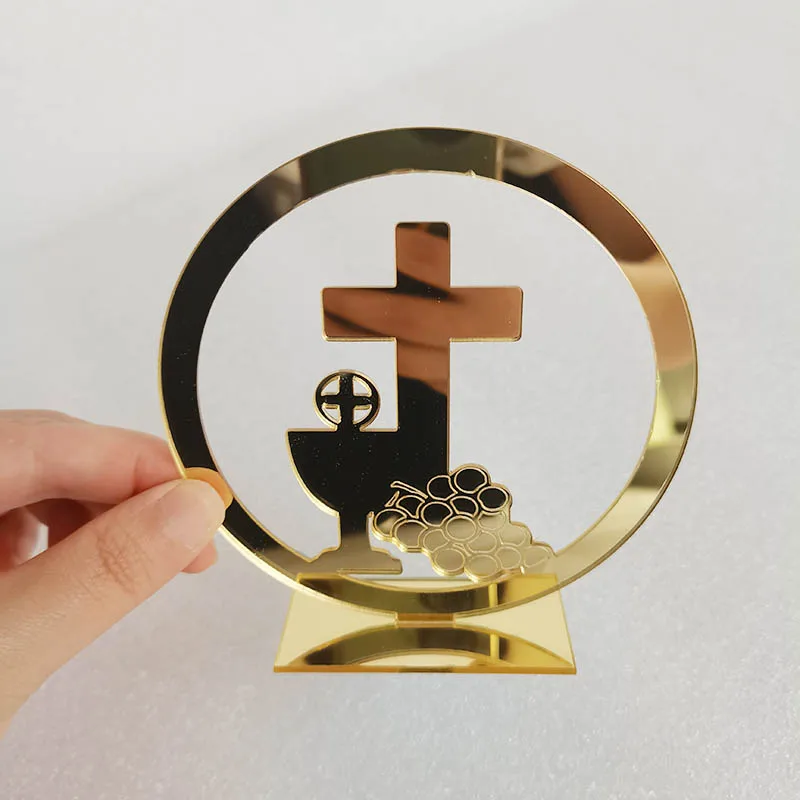 10PCS Custom Mirror Gold First Communion Cross Wedding Party Favor Decors Personalized Acrylic Names Baptism Christening Party