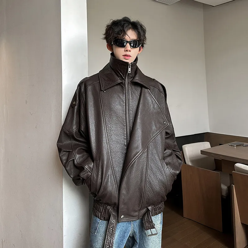 

Мужская винтажная мотоциклетная куртка American Sle Cleanfit из искусственной кожи, утепленная, свободного кроя, повседневная, в стиле рабочей одежды