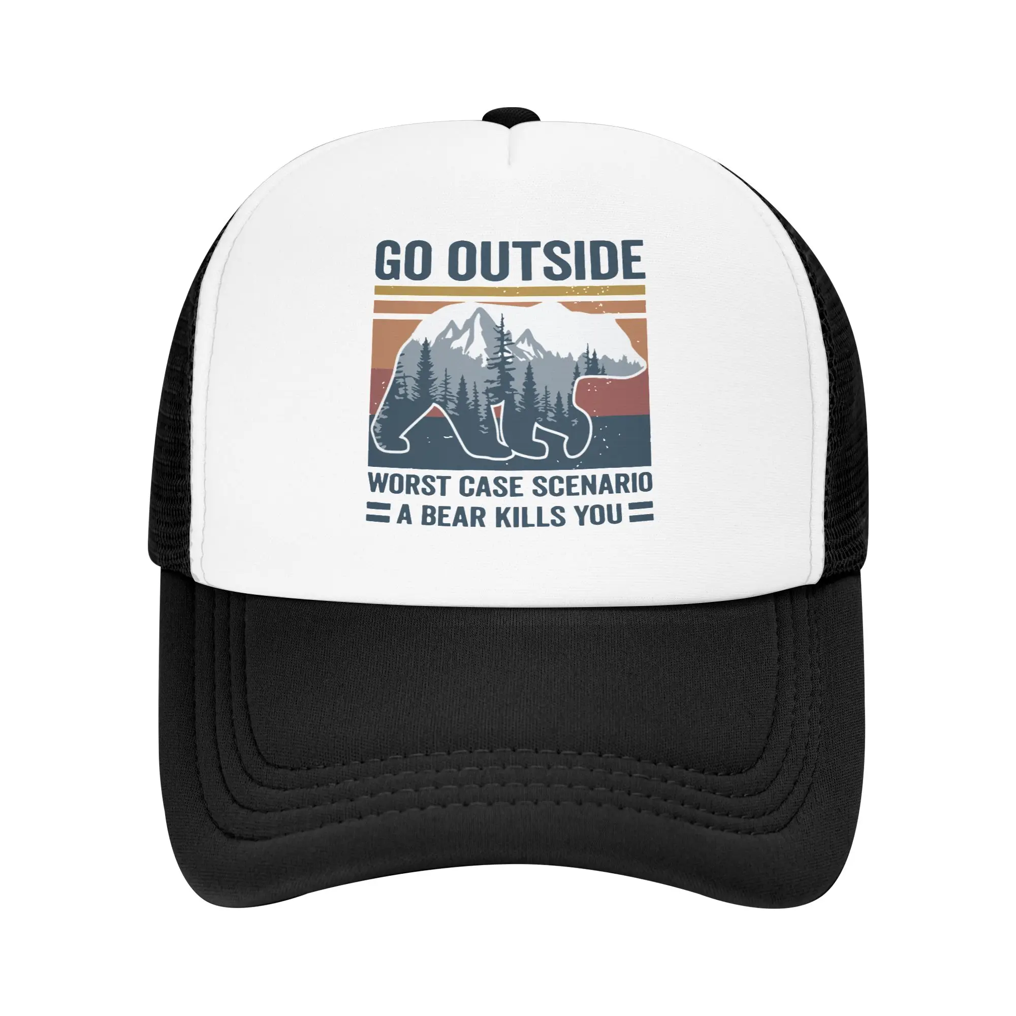 Go Outside Worst Case Scenario A Bear Kills You Trucker Hat Adjustable Adult Adventure Camping Baseball Cap Outdoor Dad Hat