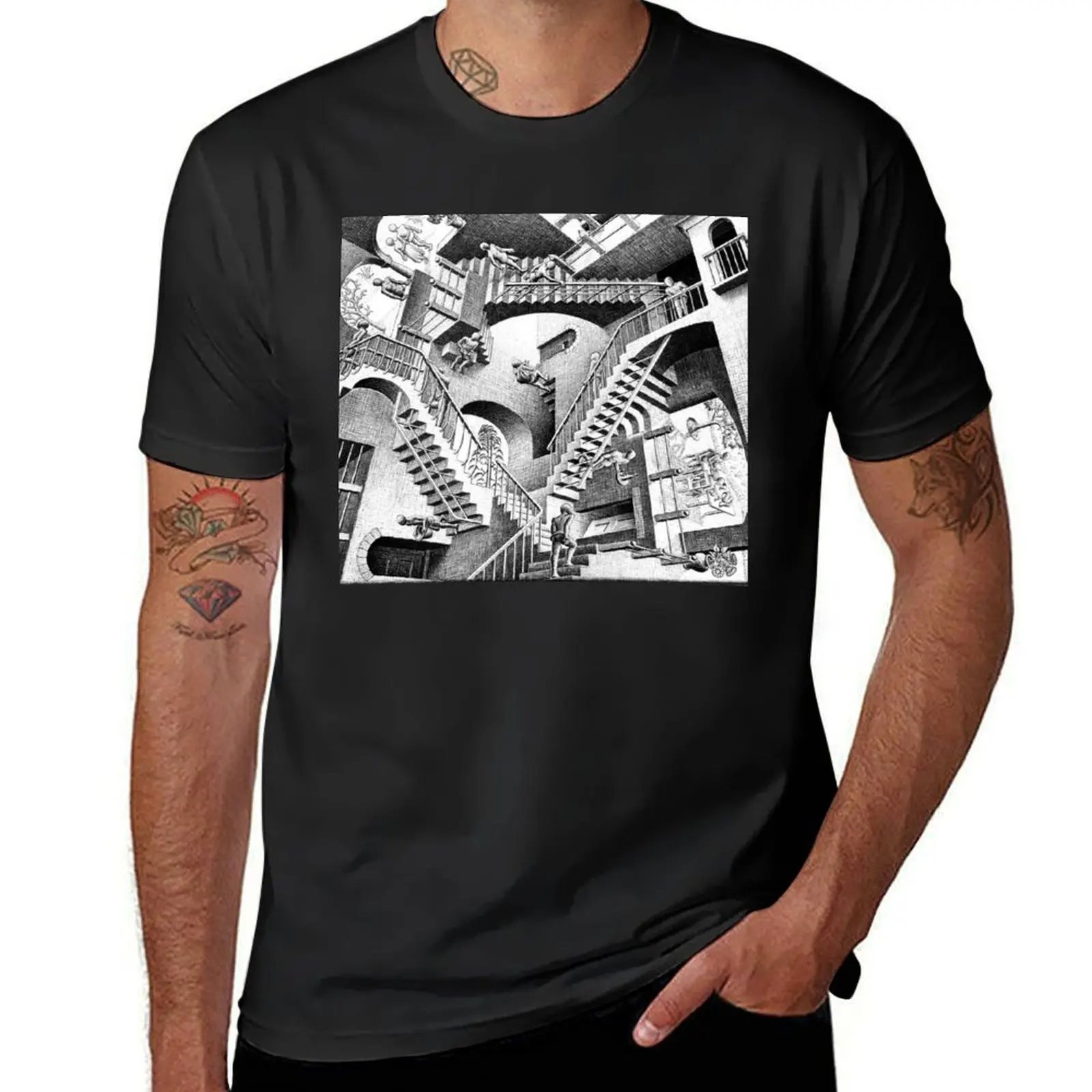 Escher Staircases T-Shirt summer clothes blanks blacks animal prinfor boys tshirts for men