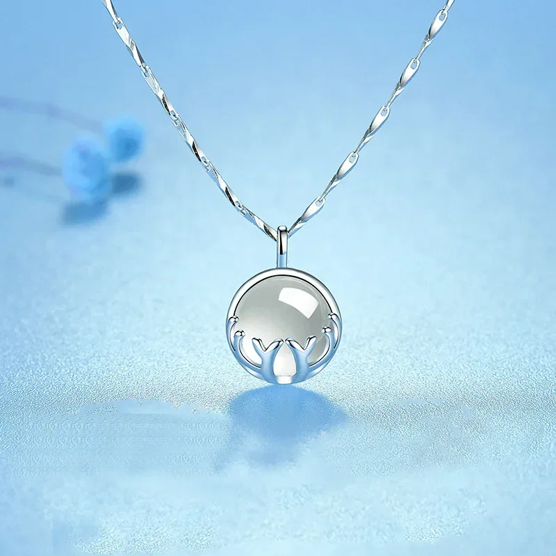 

100% 925 Sterling Silver Crystal Pendant Necklaces for Women Bohemia Collares Mujer 45cm Necklace Pure Crystal Jewelry Pendants