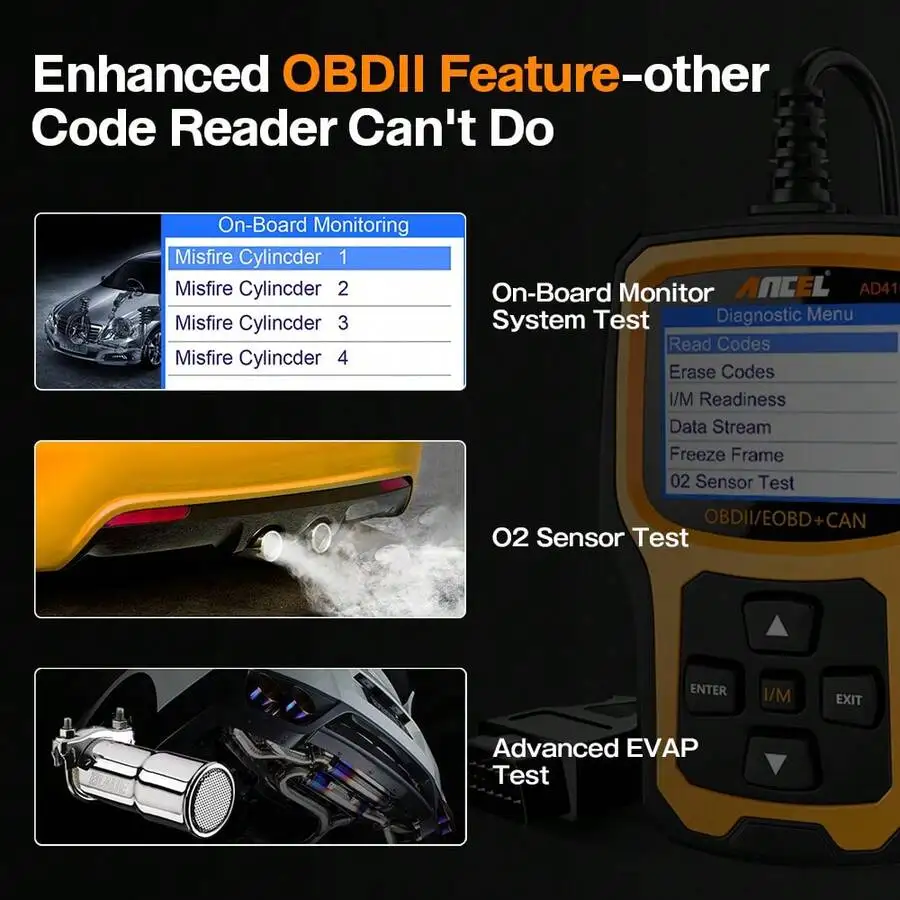 Ancel AD410 OBD2 Scanner Automotive Car Diagnostic Tool, Code Reader Erase Error Codes Multi Languages, Car Stuff For Women,