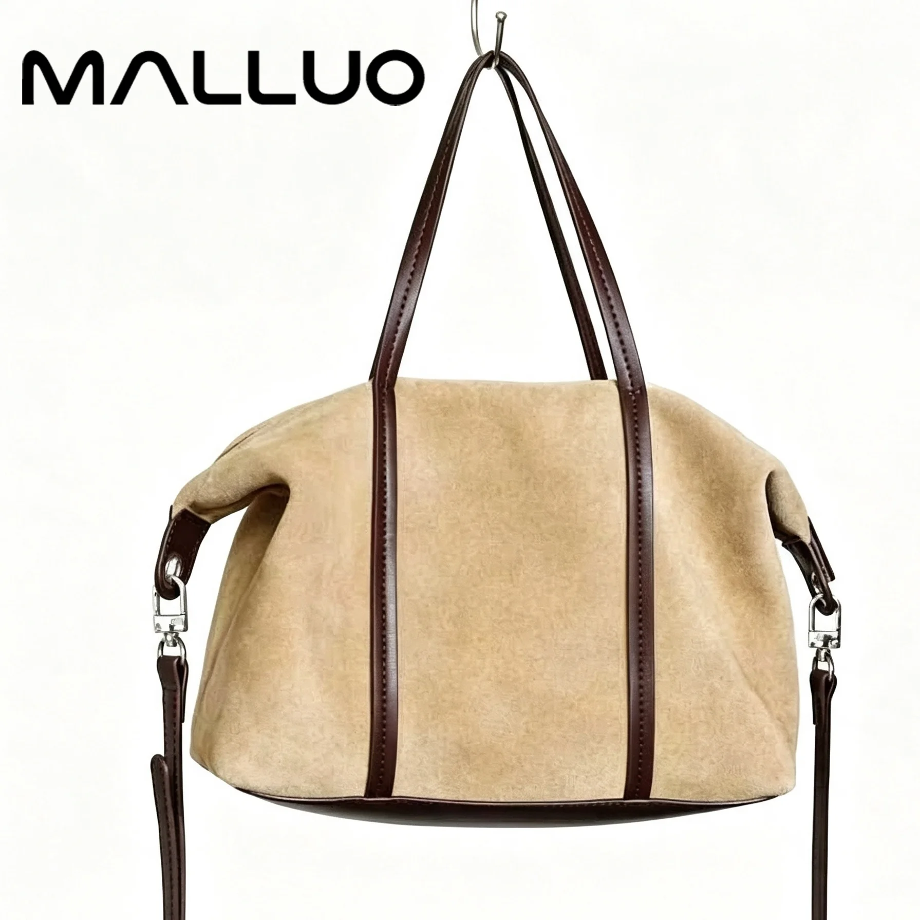 Genuine Leather Handbags For Woman 2026 Large Capacity Matte Suede Cow Leather Commuter Handbill Crossbody Bag Shoulder Bags