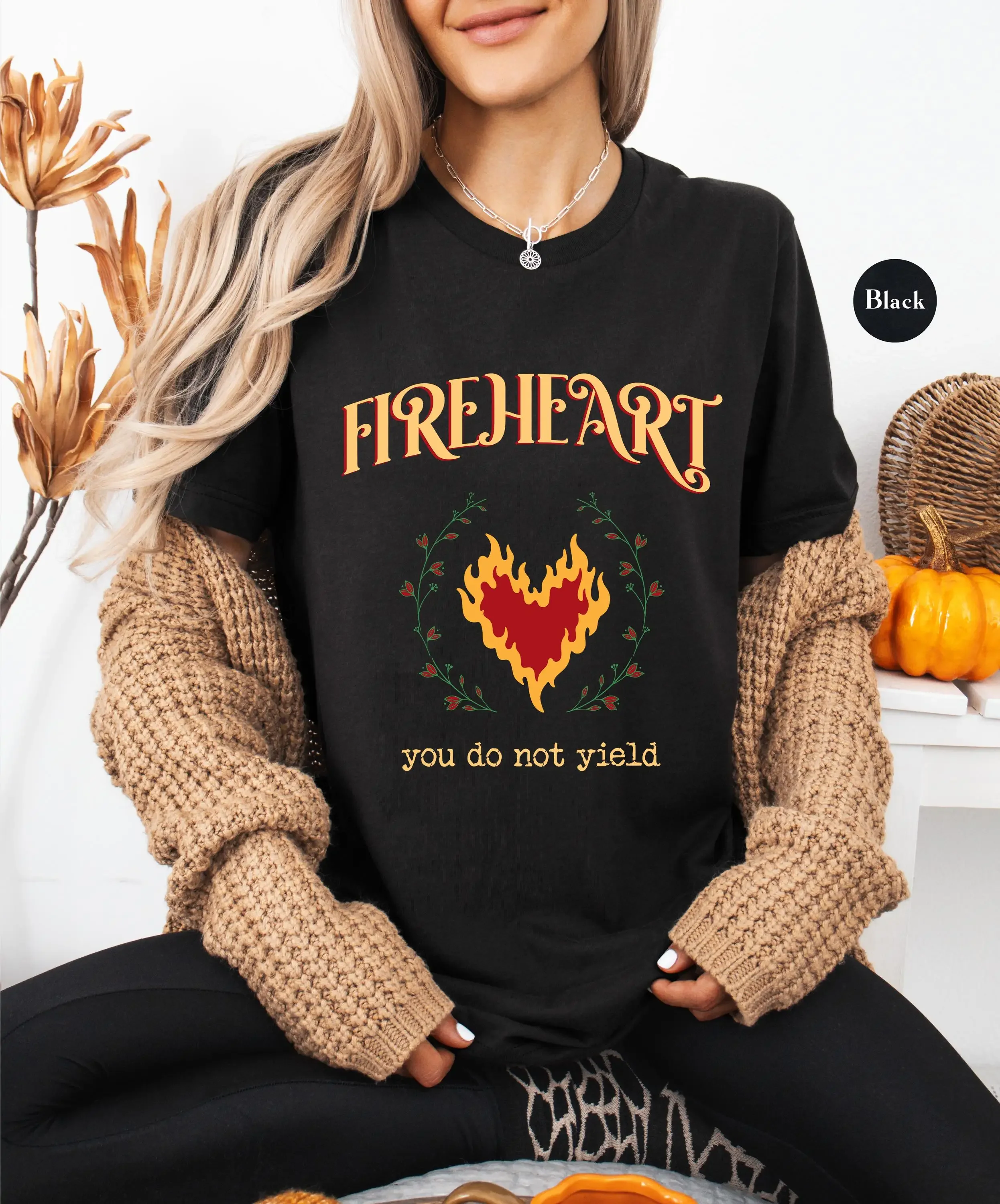 Fireheart TOG Fan T Shirt Throne of Glass Inspired To Whatever End You Do Not Yield ACOTAR Apparel SJM Quotes