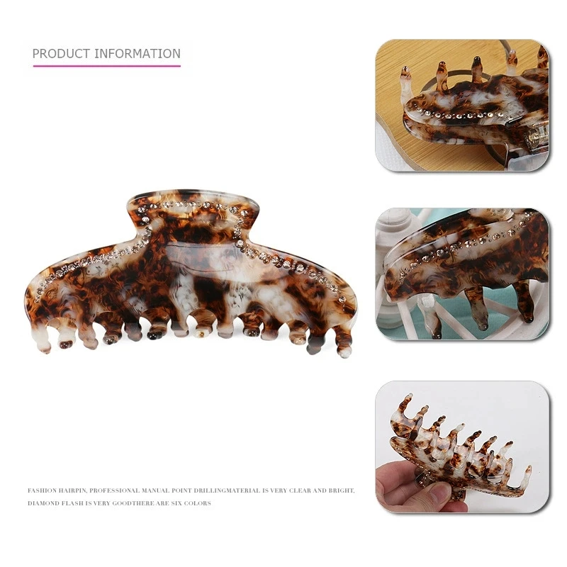 Hot Feminine Acetate Hair Claw With Rhinestone High-end Large Hair Clips Women Hair Accessories