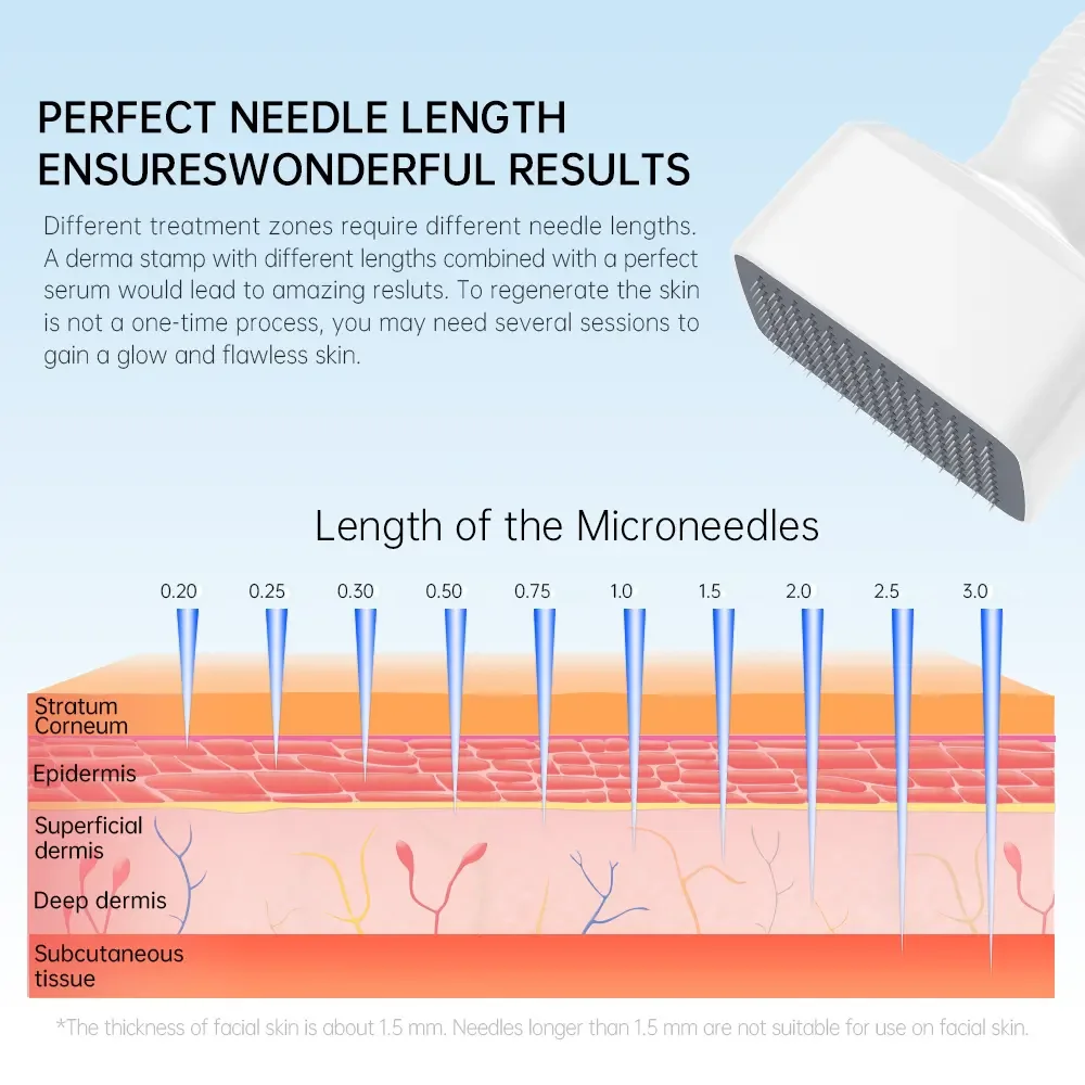 Bestseller Derma Stamp 140 Nadeln Edelstahl-Nadel Derma Pen Einstellbarer Microneedling-Stift DRS 140A – Detail 5