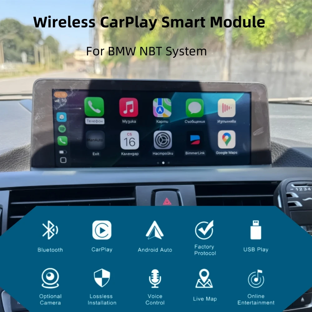Wireless Apple CarPlay&Android Auto for BMW 1 2 3 4 5 6 F30 NBT 2013-2016 AirPlay Mirror-Link WiFi GPS Car Play Retrofit Module