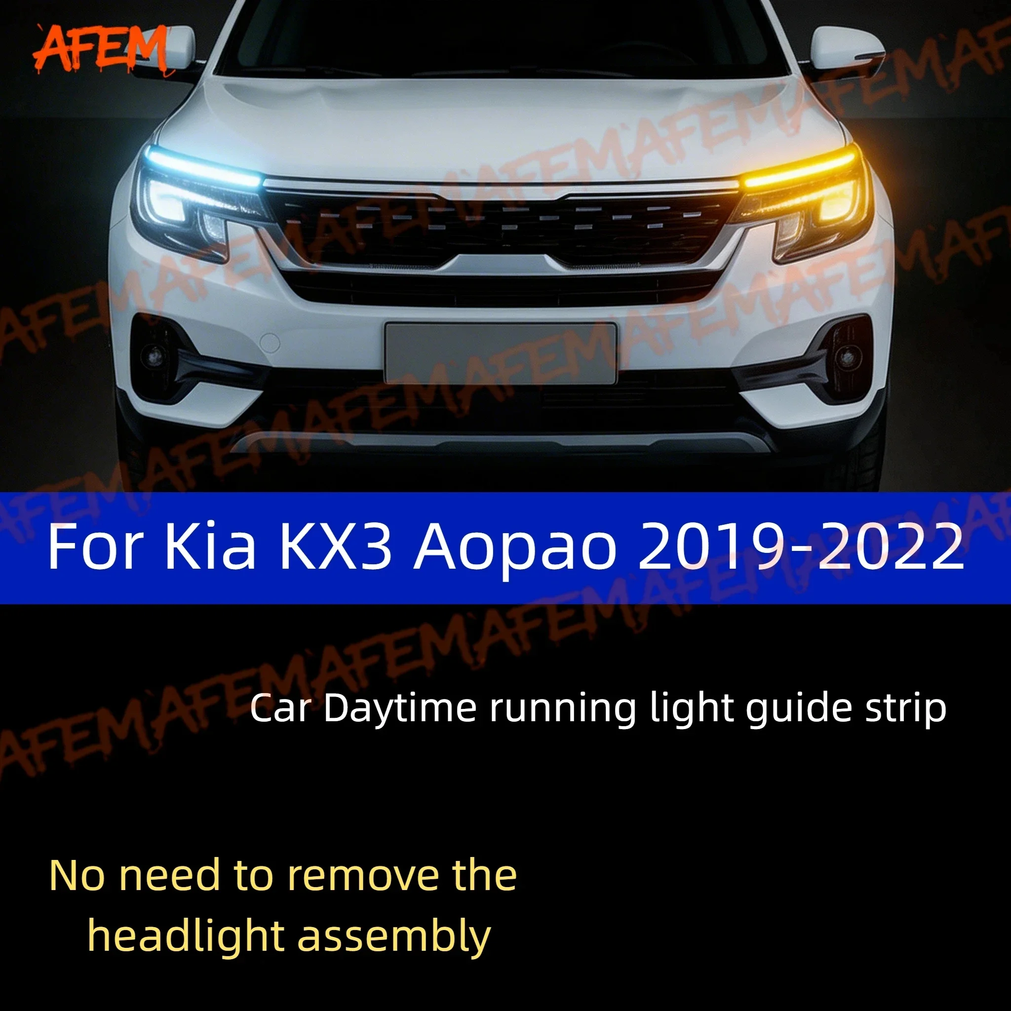 

Car DRL Daytime Running Light Start Scan Style Sequential Flowing Turn Signal Light Ultra-Thin LED For Kia KX3 Aopao 2019-2022